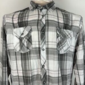BKE™️ Men's Size 2XL Athletic Fit Plaid Snap Front Long Sleeve Shirt